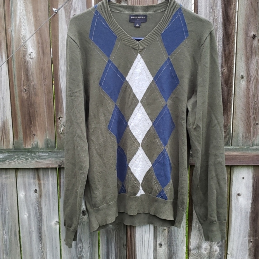 Argyle Sweater in Army Green by Banana Republic